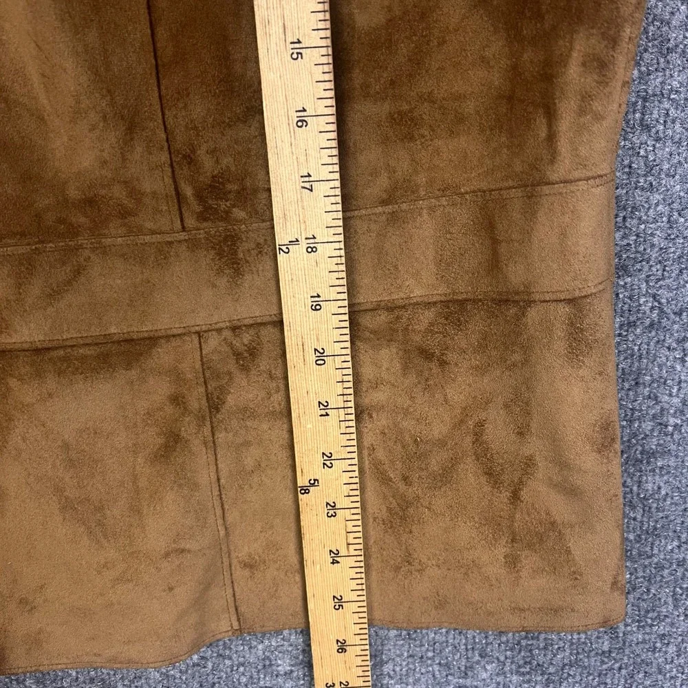 Lauren Ralph Lauren Vest Womens 2X Brown Excellent Faux Suede Full Zip Pocket